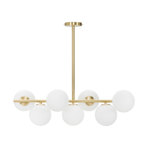 Suspension moderne design en métal doré et globes en verre blanc Glamy 7 Promotion
