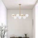 Suspension moderne design en métal doré et globes en verre blanc Glamy 7 Vente