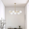 Suspension moderne design en métal doré et globes en verre blanc Glamy 7 Vente