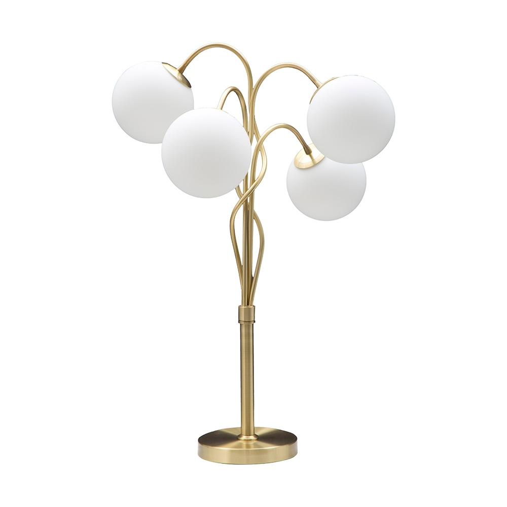Lampe de table avec base en métal et sphères en verre opale Glamy 4T Promotion Lampe de table avec base en métal et sphères en verre opale Glamy 4T Promotion