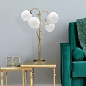 Lampe de table avec base en métal et sphères en verre opale Glamy 4T Vente