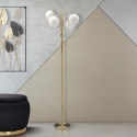 Lampadaire avec structure tissée et sphères en verre dépoli Glamy 4 Vente