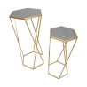 Ensemble de 2 tables basses hexagonales en métal doré et miroir Esagonal Remises