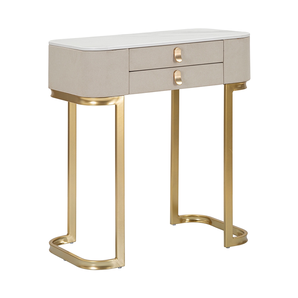 Console d'entrée avec 2 tiroirs et pieds dorés 70x40cm Beauty Promotion Console d'entrée avec 2 tiroirs et pieds dorés 70x40cm Beauty Promotion