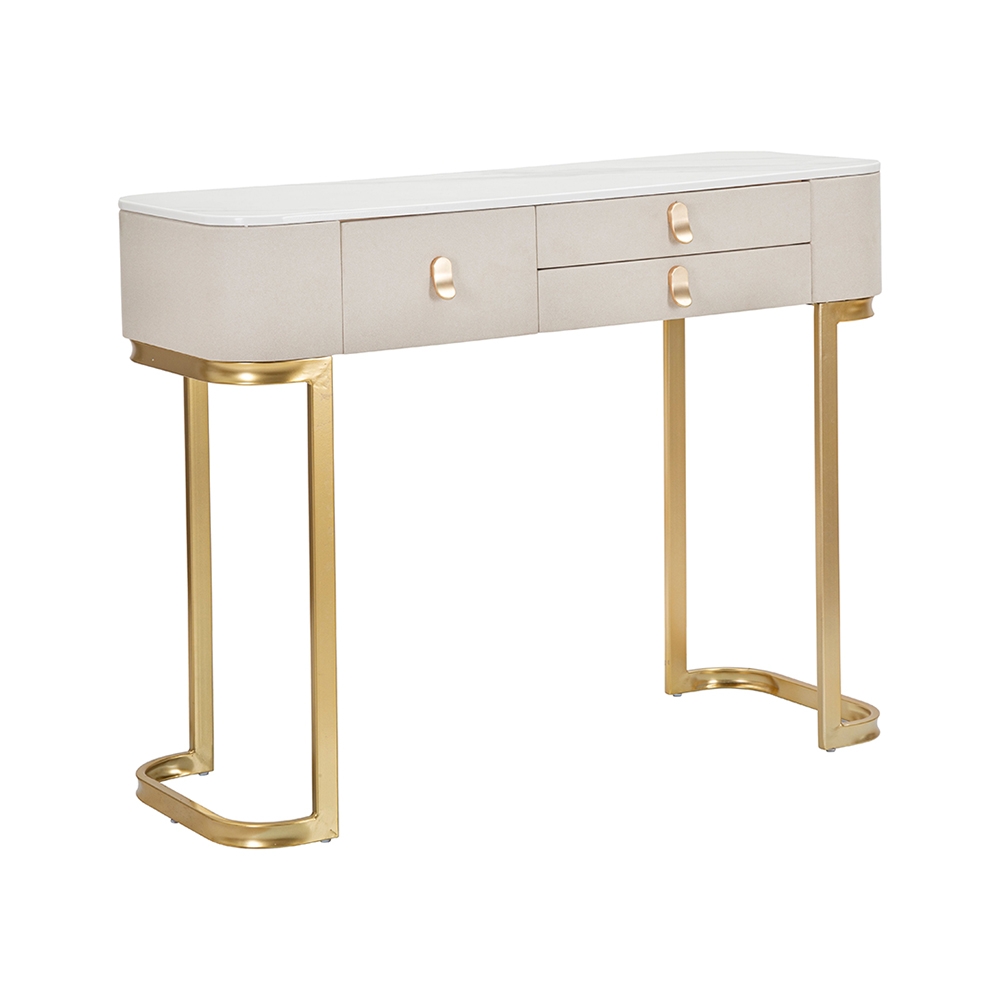 Console d'entrée 3 tiroirs avec pieds dorés 100x40cm Glamour
