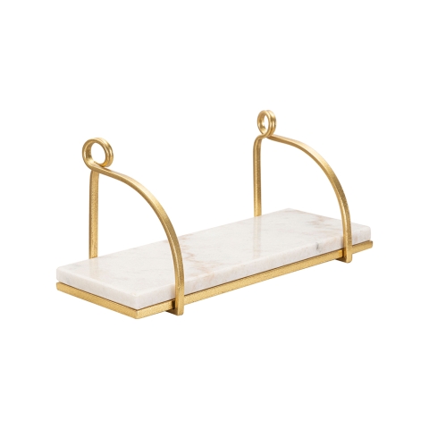 Étagère murale glamour en métal doré et marbre blanc Marble Promotion