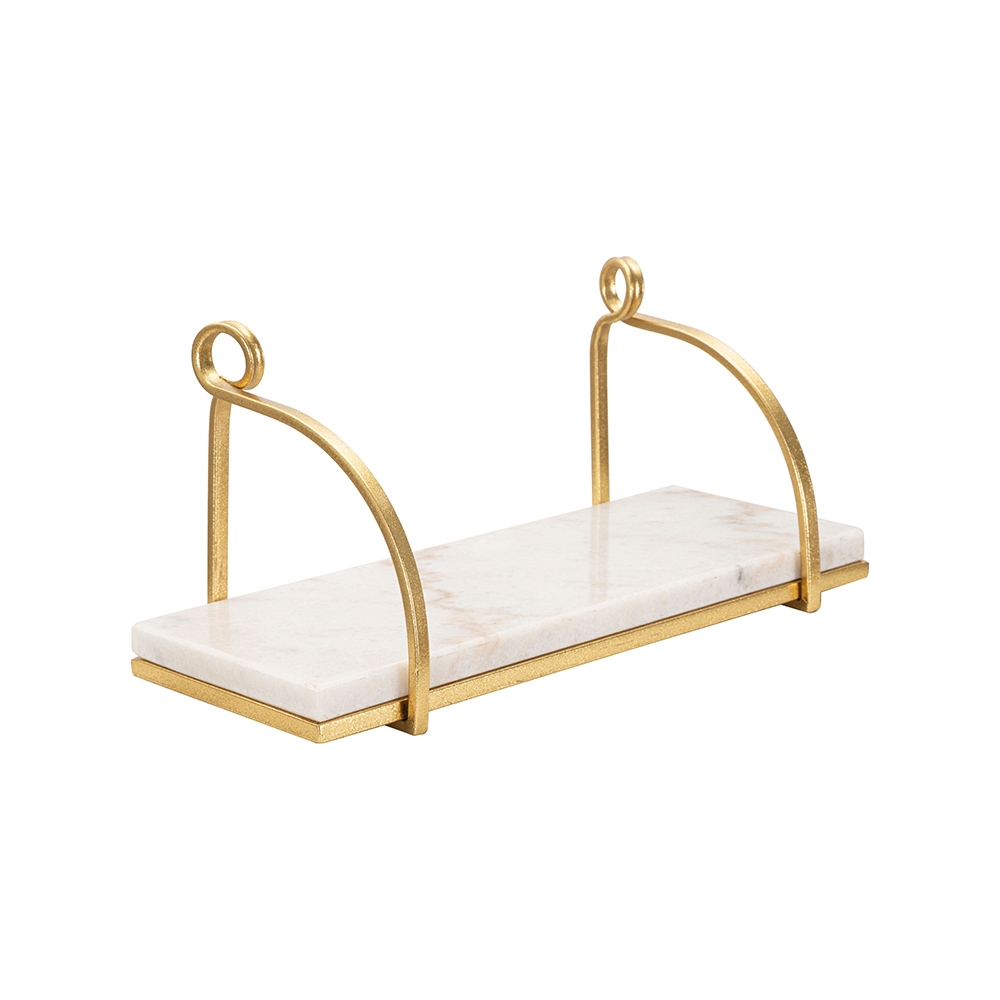 Étagère murale glamour en métal doré et marbre blanc Marble Promotion Étagère murale glamour en métal doré et marbre blanc Marble Promotion