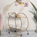 Chariot de bar de salon en métal doré avec étagères en miroir Globe Vente
