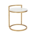 Table basse ronde en métal doré avec plateau en marbre blanc Round Promotion