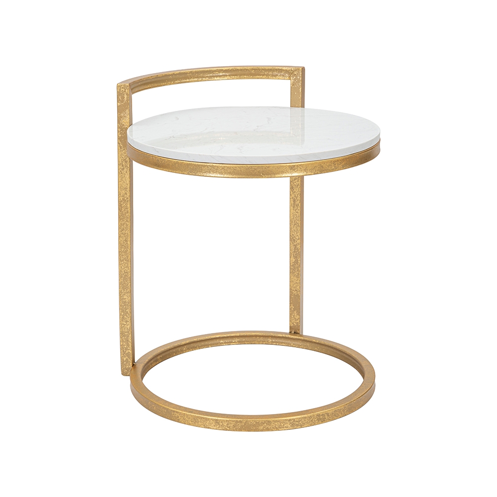 Table basse ronde en métal doré avec plateau en marbre blanc Round Promotion Table basse ronde en métal doré avec plateau en marbre blanc Round Promotion
