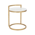 Table basse ronde en métal doré avec plateau en marbre blanc Round Promotion