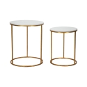Ensemble de 2 tables basses rondes style glamour en métal doré et marbre Simply Promotion