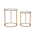 Ensemble de 2 tables basses rondes style glamour en métal doré et marbre Simply Promotion