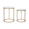 Ensemble de 2 tables basses rondes style glamour en métal doré et marbre Simply Promotion