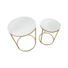 Ensemble de 2 tables basses rondes style glamour en métal doré et marbre Simply Offre