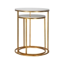 Ensemble de 2 tables basses rondes style glamour en métal doré et marbre Simply Réductions