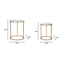 Ensemble de 2 tables basses rondes style glamour en métal doré et marbre Simply Catalogue