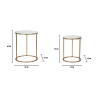 Ensemble de 2 tables basses rondes style glamour en métal doré et marbre Simply Catalogue