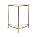 Table de chevet triangulaire 2 étagères métal doré et verre Triangle S Promotion