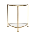 Table de chevet triangulaire 2 étagères métal doré et verre Triangle S Promotion