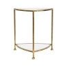 Table de chevet triangulaire 2 étagères métal doré et verre Triangle S Promotion