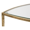 Table de chevet triangulaire 2 étagères métal doré et verre Triangle S Réductions