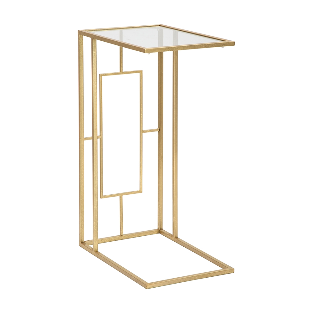 Table basse rectangulaire en métal doré et verre London Promotion