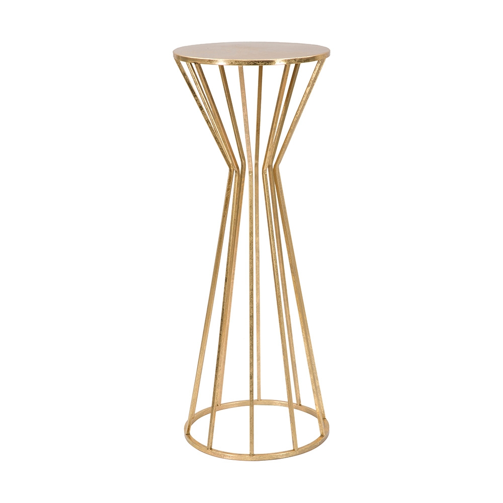 Table d'appoint décoratif rond haut en métal doré style glam 38cm Stick