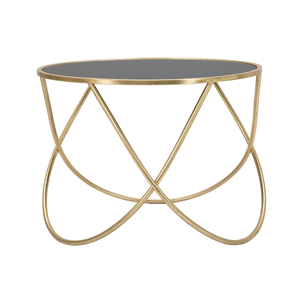 Table basse moderne ronde 60 cm en métal doré et verre noir Ring Promotion Table basse moderne ronde 60 cm en métal doré et verre noir Ring Promotion