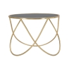 Table basse moderne ronde 60 cm en métal doré et verre noir Ring Promotion