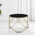Table basse moderne ronde 60 cm en métal doré et verre noir Ring Vente