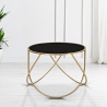Table basse moderne ronde 60 cm en métal doré et verre noir Ring Vente