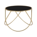 Table basse moderne ronde 60 cm en métal doré et verre noir Ring Offre