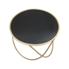 Table basse moderne ronde 60 cm en métal doré et verre noir Ring Remises