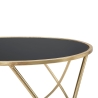 Table basse moderne ronde 60 cm en métal doré et verre noir Ring Réductions