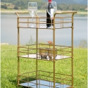 Chariot à boissons rectangulaire doré avec étagères en verre miroir Glammy Vente