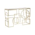 Console d'entrée rectangulaire en métal doré 120x41cm plateau miroir Marie Promotion