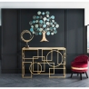 Console d'entrée rectangulaire en métal doré 120x41cm plateau miroir Marie Vente