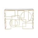 Console d'entrée rectangulaire en métal doré 120x41cm plateau miroir Marie Offre
