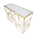 Console d'entrée rectangulaire en métal doré 120x41cm plateau miroir Marie Remises