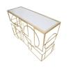 Console d'entrée rectangulaire en métal doré 120x41cm plateau miroir Marie Remises