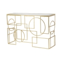 Console d'entrée rectangulaire en métal doré 120x41cm plateau miroir Marie Réductions