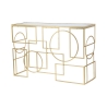 Console d'entrée rectangulaire en métal doré 120x41cm plateau miroir Marie Réductions