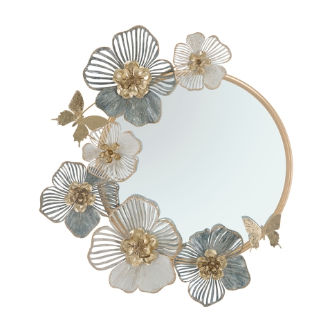 Miroir mural rond avec décorations florales 3D Amy Promotion