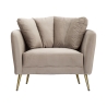 Fauteuil design de salon rembourré avec pieds en métal doré Kiev 
