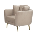 Fauteuil design de salon rembourré avec pieds en métal doré Kiev 