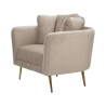 Fauteuil design de salon rembourré avec pieds en métal doré Kiev 