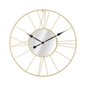 Horloge murale ronde en métal doré 80cm avec miroir Stick Promotion