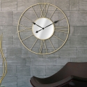 Horloge murale ronde en métal doré 80cm avec miroir Stick Vente