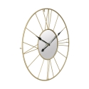 Horloge murale ronde en métal doré 80cm avec miroir Stick Offre